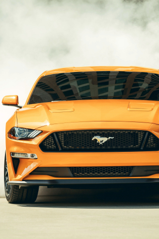 2018 Ford Mustang - GT Fastback, sports car, smoke, 240x320 wallpaper