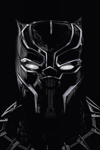 Black panther, black mask, artwork, 240x320 wallpaper