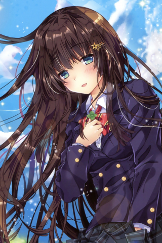 School dress, long hair, dark, outdoor, anime girl, original, 240x320 wallpaper