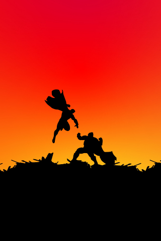 Batman vs superman, silhouette, fight, artwork, 240x320 wallpaper