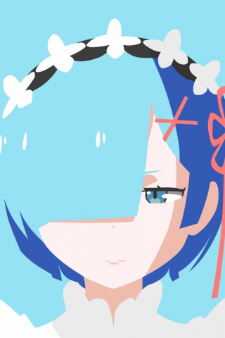 Blue hair, anime girl, re:zero, rem, 240x320 wallpaper