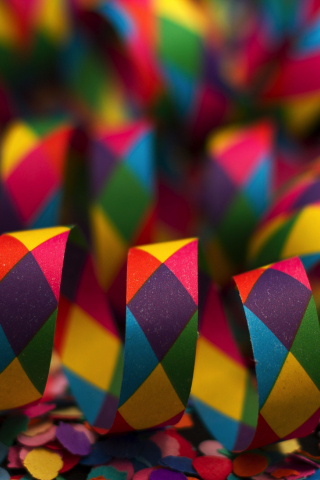 Colorful, paper, ribbons, carnival, 240x320 wallpaper