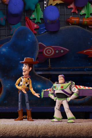 Toy Story 4, Woody, Buzz Lightyear, animation movie, 2019, 240x320 wallpaper