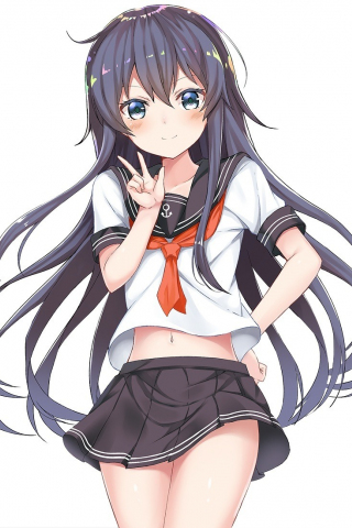 Akatsuki, anime girl, kancolle, long hair, 240x320 wallpaper