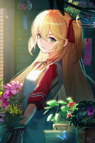 Gardening, Admiral Hipper, Azur Lane, cute anime girl, 240x320 wallpaper