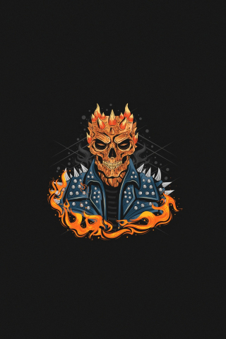 Ghost Rider, dark, Marvel, minimal, 240x320 wallpaper