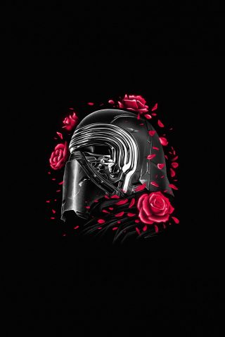 Kylo Ren, helmet and roses, Star Wars, minimal, 240x320 wallpaper