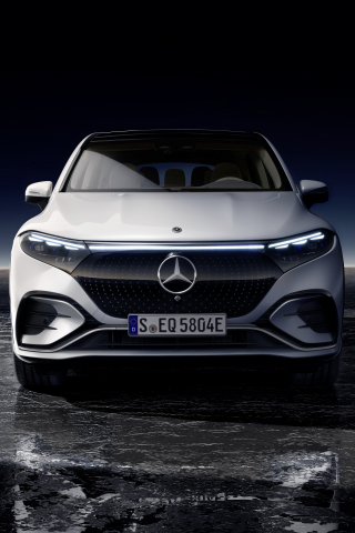 2022 Mercedes-Benz EQS SUV, luxury white car, 240x320 wallpaper