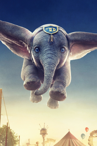 Flying elephant, Dumbo, 2019 movie, 240x320 wallpaper