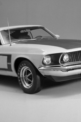 Gray, 1969 Ford Mustang Boss 302, sports car, 240x320 wallpaper