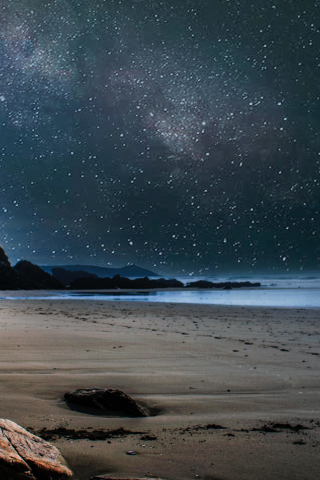 Beach, starry night, sky, nature, 240x320 wallpaper