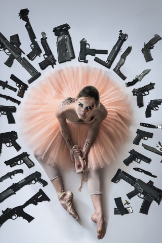 Ballerina, 2024 movie, gun and dance, 240x320 wallpaper