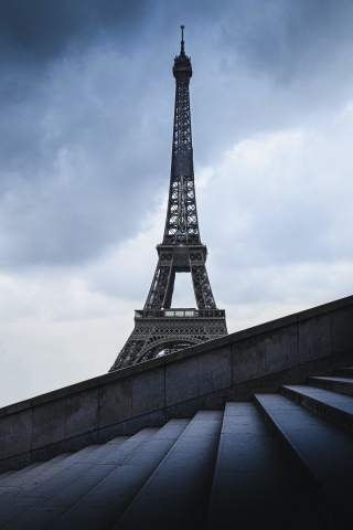 Eiffel tower, architecture of Paris, stairs, 240x320 wallpaper