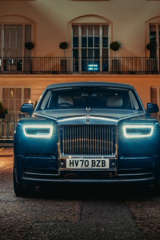 Rolls-Royce Phantom, luxurios blue car, 22, 240x320 wallpaper