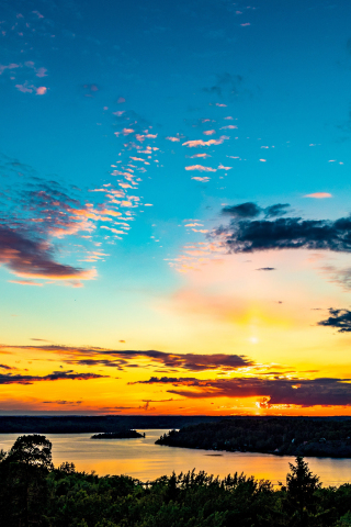 Sky, sunset, clouds, lake, 240x320 wallpaper
