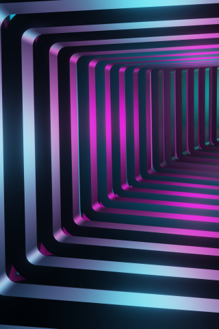 Neon squares, tunnel, 240x320 wallpaper