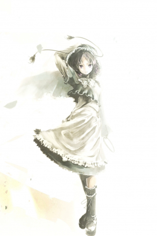 Simple art, anime girl, minimal, Ichirin Kumoi, Touhou, 240x320 wallpaper