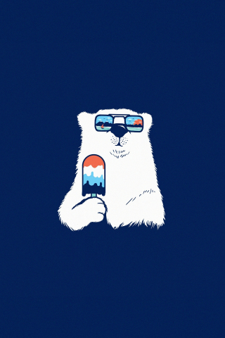 Polar Bear, minimal, summer, 240x320 wallpaper