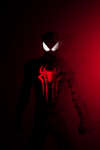 Spider-man, Spider-Man: Far From Home, dark-red, fade effect, art, 240x320 wallpaper