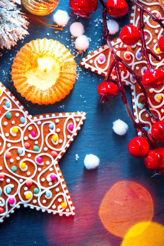 Holiday, colorful cookies, 240x320 wallpaper