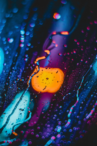 Drops, glass surface, blur, neon, 240x320 wallpaper