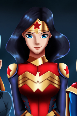 Wonder woman, batwoman, supergirl, superheroes, girls, digital art, 240x320 wallpaper