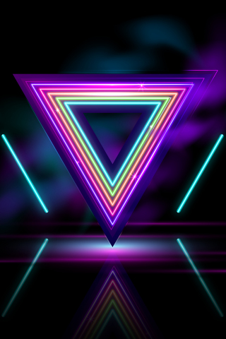Triangles, neon multi-color lines, abstract, 240x320 wallpaper