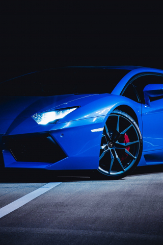 Sports car, blue Lamborghini, 240x320 wallpaper