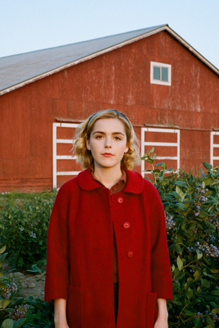 Kiernan Shipka, red dress, photoshoot 2019, 240x320 wallpaper