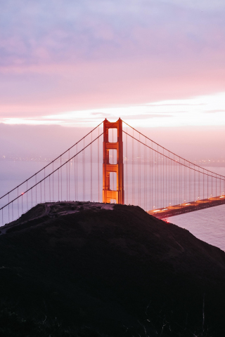 Golden Gate Bridge, architecture, sunset, 240x320 wallpaper