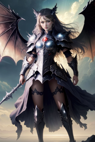 Dragon girl with wings, pretty devil, fantasy, 240x320 wallpaper