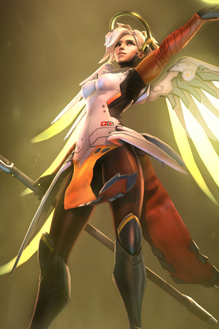 Mercy, the angel, overwatch, online game, artwork, 240x320 wallpaper