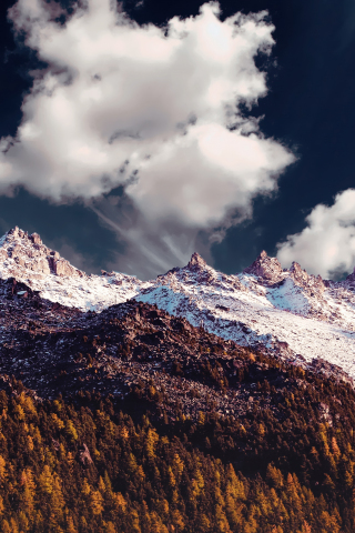 Mountains range, summit, clouds, sky, 240x320 wallpaper