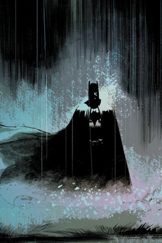 Batman, art, rain, dark, 240x320 wallpaper