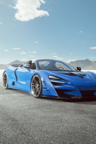 Blue car, 2020 McLaren 720S N-Largo, 240x320 wallpaper