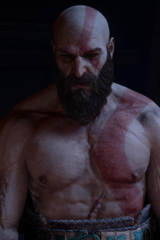 God of war, Kratos's muscular body, 240x320 wallpaper