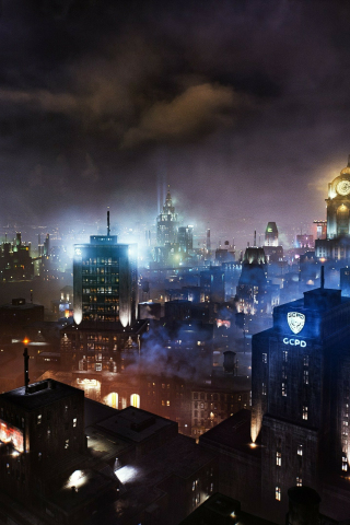 Gotham Knights, game screenshot, cityscape, night, 240x320 wallpaper