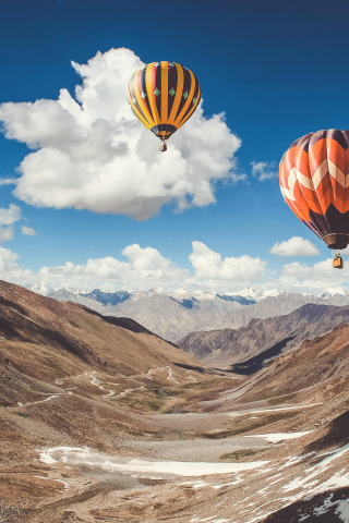 Hot air balloon, ride, leh, mountains, 240x320 wallpaper