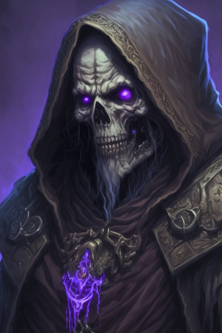 Skull-man, wizard, fantasy, 240x320 wallpaper