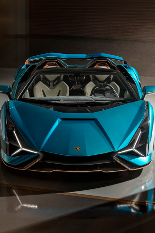 Front-view, Lamborghini Sián, 2020, 240x320 wallpaper