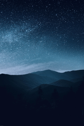 Night, mountains, silhouette, starry sky, 240x320 wallpaper