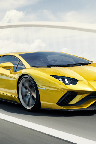 Yellow supercar, Lamborghini Aventador, 240x320 wallpaper
