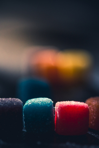 Close up, colorful, blur, sweets, cubes, 240x320 wallpaper