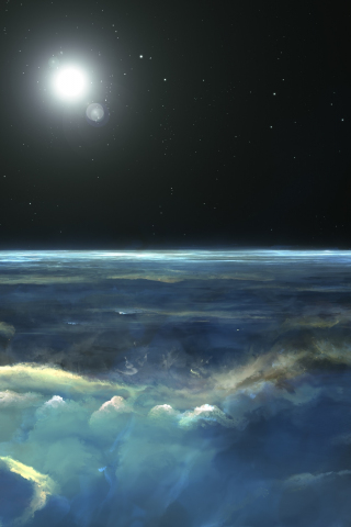 Moon light, space, stormy clouds, 240x320 wallpaper