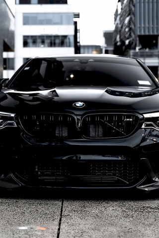 BMW M5, black, front view, 240x320 wallpaper