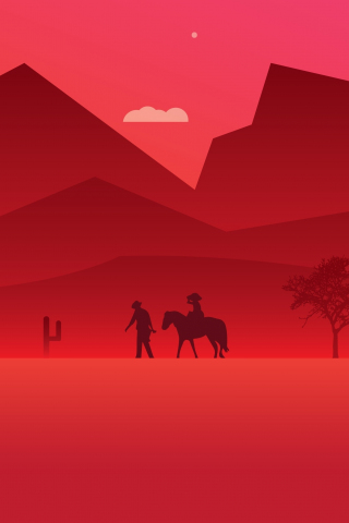 Mountains, minimal, Red Dead Redemption 2, video game, 240x320 wallpaper