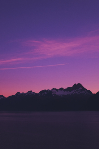Horizon, mountains, pink sky, sunset, 240x320 wallpaper