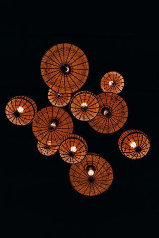 Dark, orange lamps, lights, 240x320 wallpaper