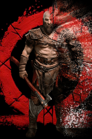 Kratos, warrior, digital art, God of War, 240x320 wallpaper