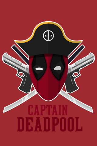 Captain Deadpool, superhero, pirate, 240x320 wallpaper